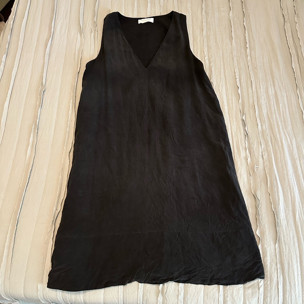 Everlane Classic Black V-Neck Midi Dress